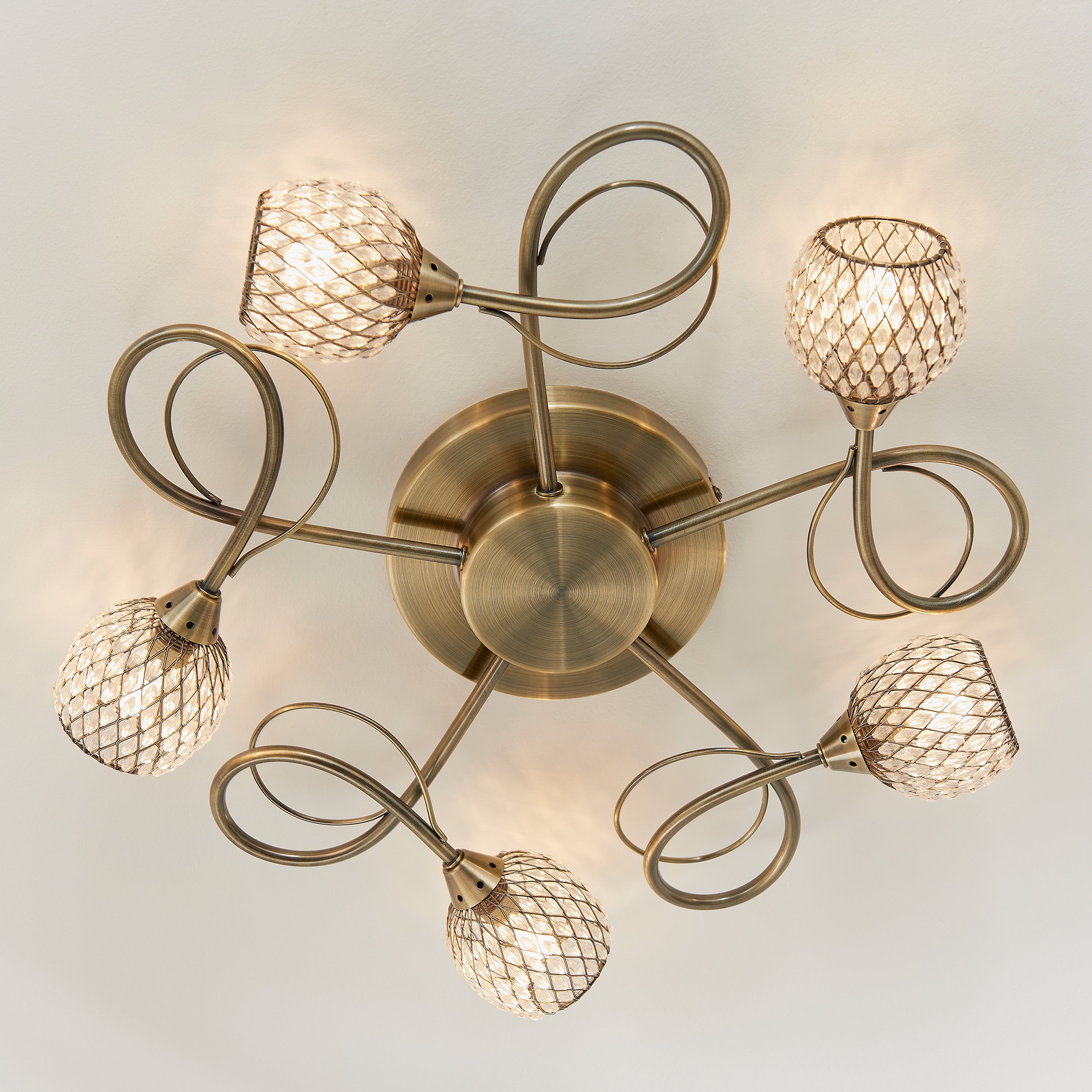 Arden Antique Brass LED Ceiling Light | 5 Lights